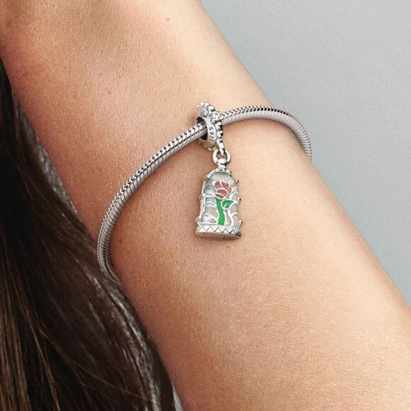 Pandora Disney Beauty and the Beast Enchanted Rose Dangle Charm - Picture 2 of 2